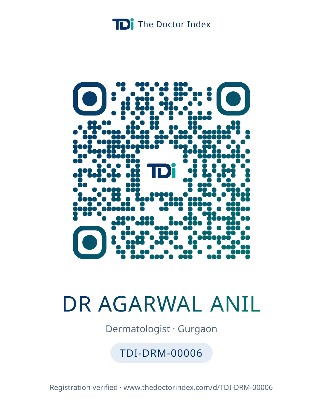 QR card for Dr Agarwal Anil, TDI-DRM-00006