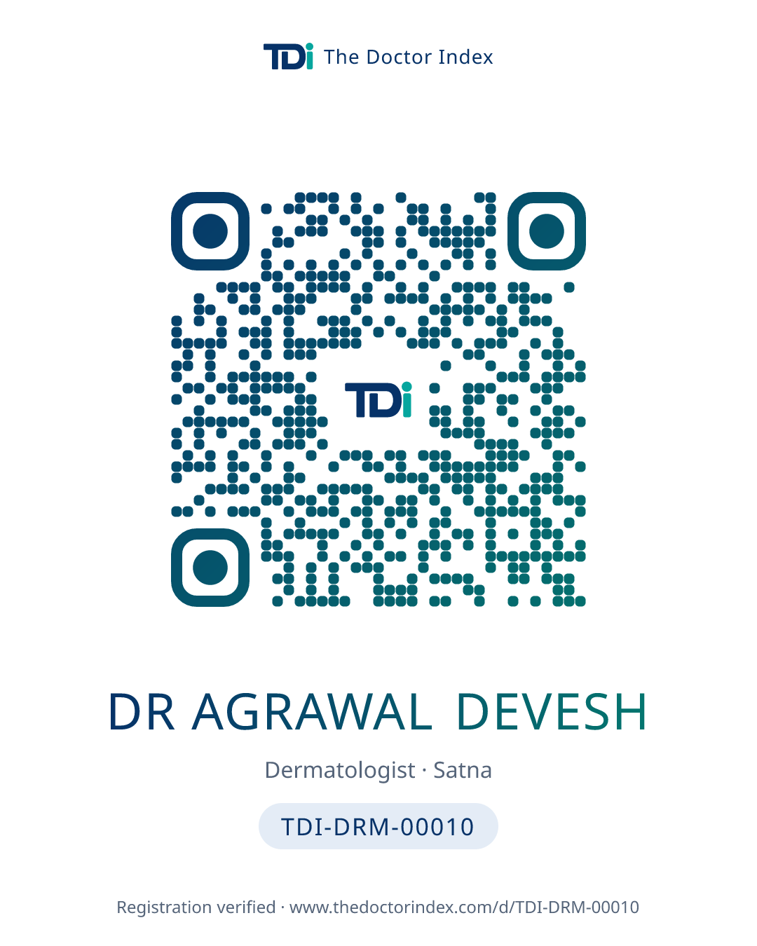 QR card for Dr Agrawal Devesh, TDI-DRM-00010