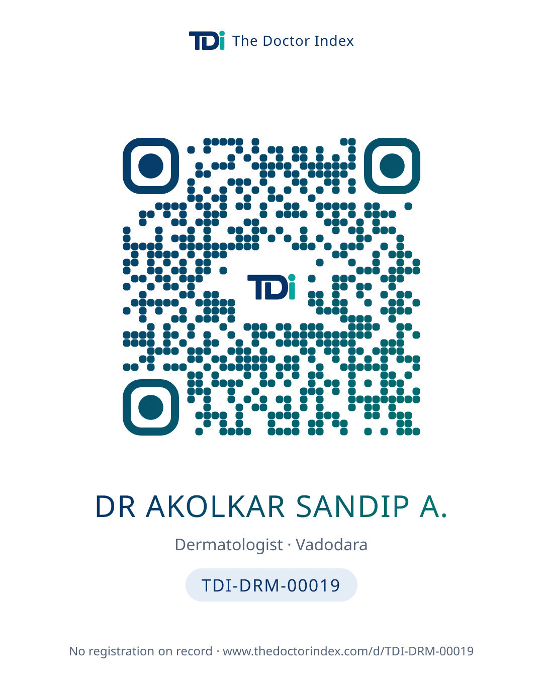 QR card for Dr Akolkar Sandip A., TDI-DRM-00019