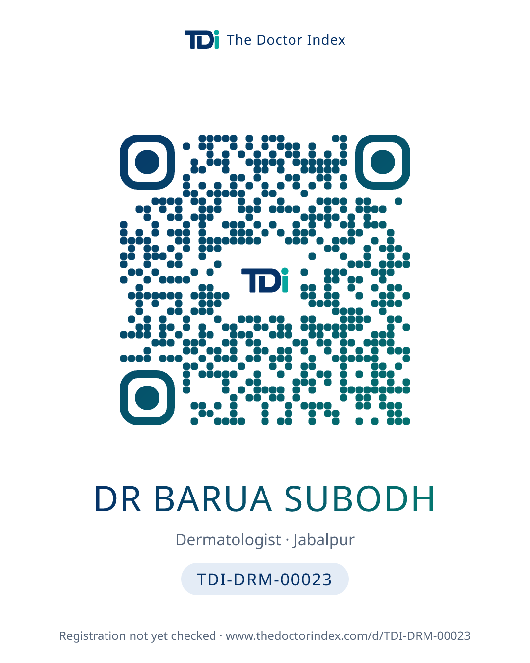 QR card for Dr Barua Subodh, TDI-DRM-00023