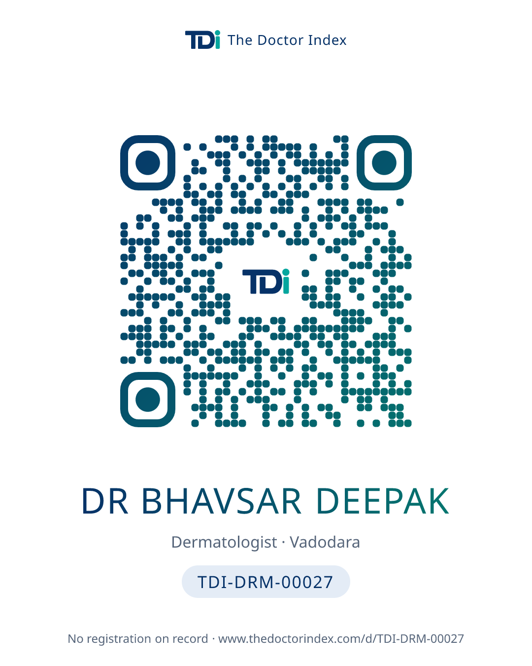 QR card for Dr Bhavsar Deepak, TDI-DRM-00027