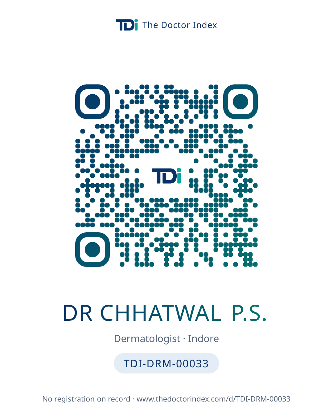 QR card for Dr Chhatwal P.S., TDI-DRM-00033