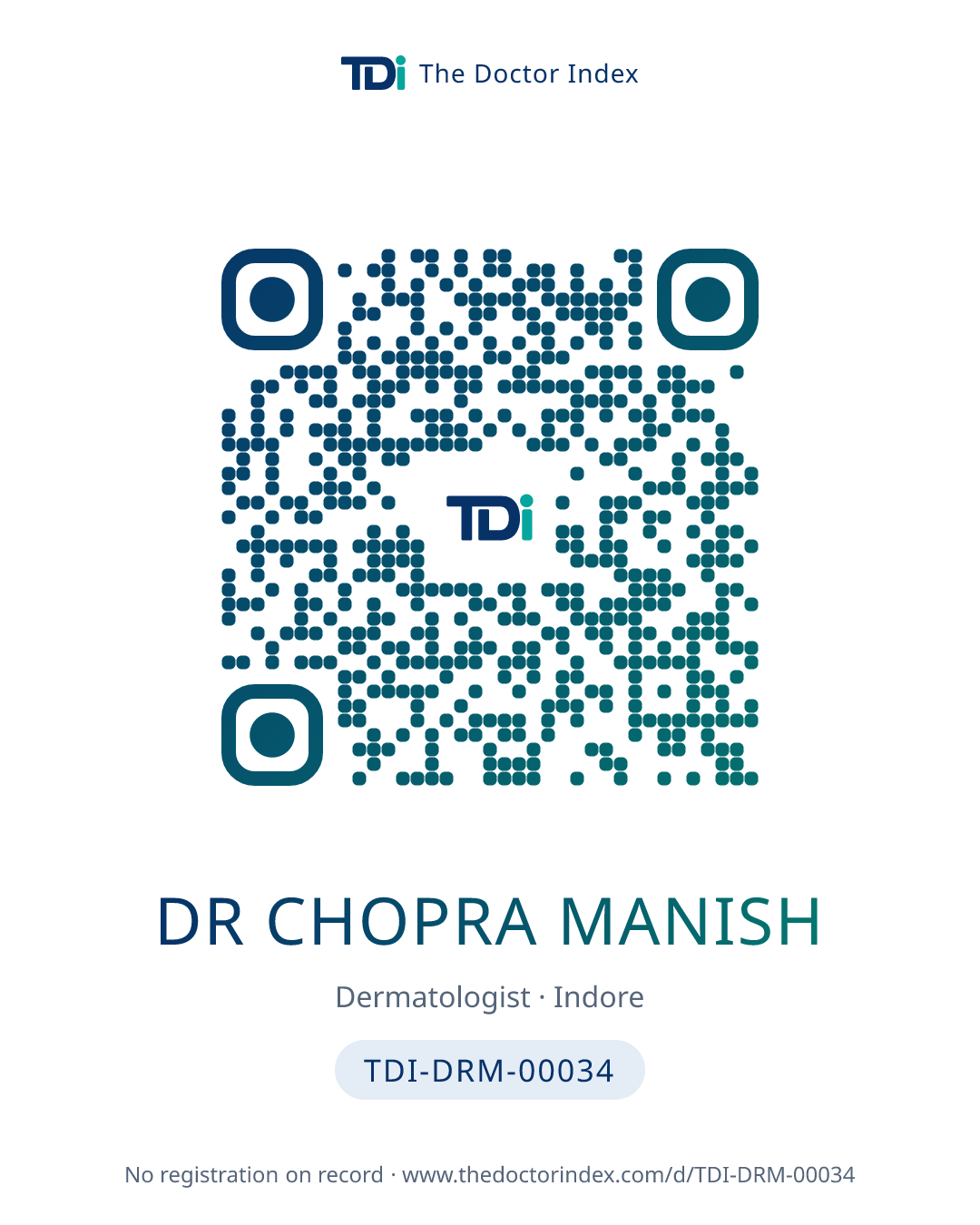 QR card for Dr Chopra Manish, TDI-DRM-00034