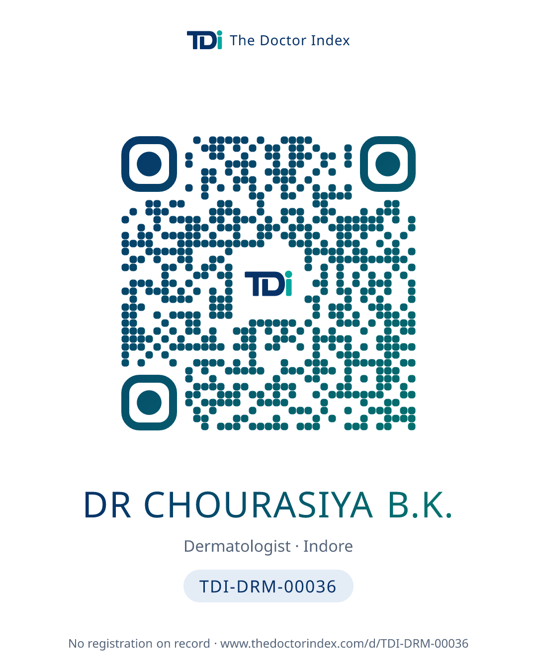QR card for Dr Chourasiya B.K., TDI-DRM-00036