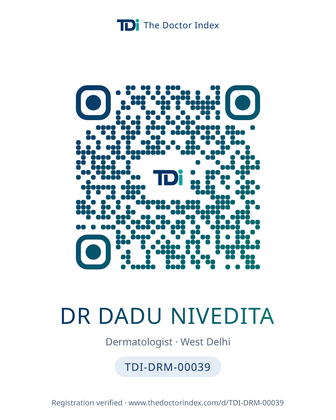 QR card for Dr Dadu Nivedita, TDI-DRM-00039