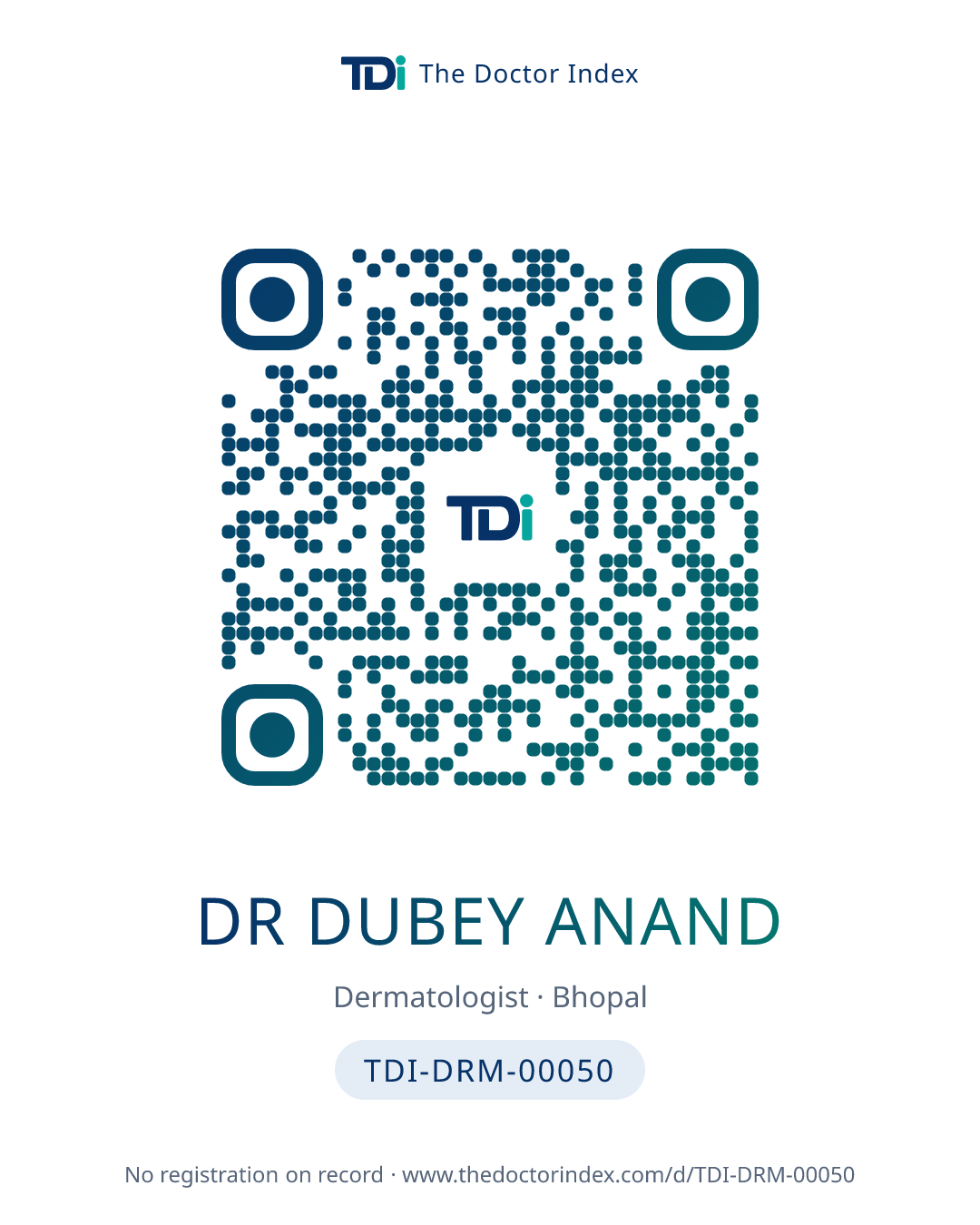 QR card for Dr Dubey Anand, TDI-DRM-00050