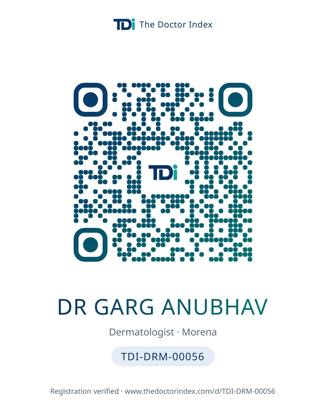 QR card for Dr Garg Anubhav, TDI-DRM-00056