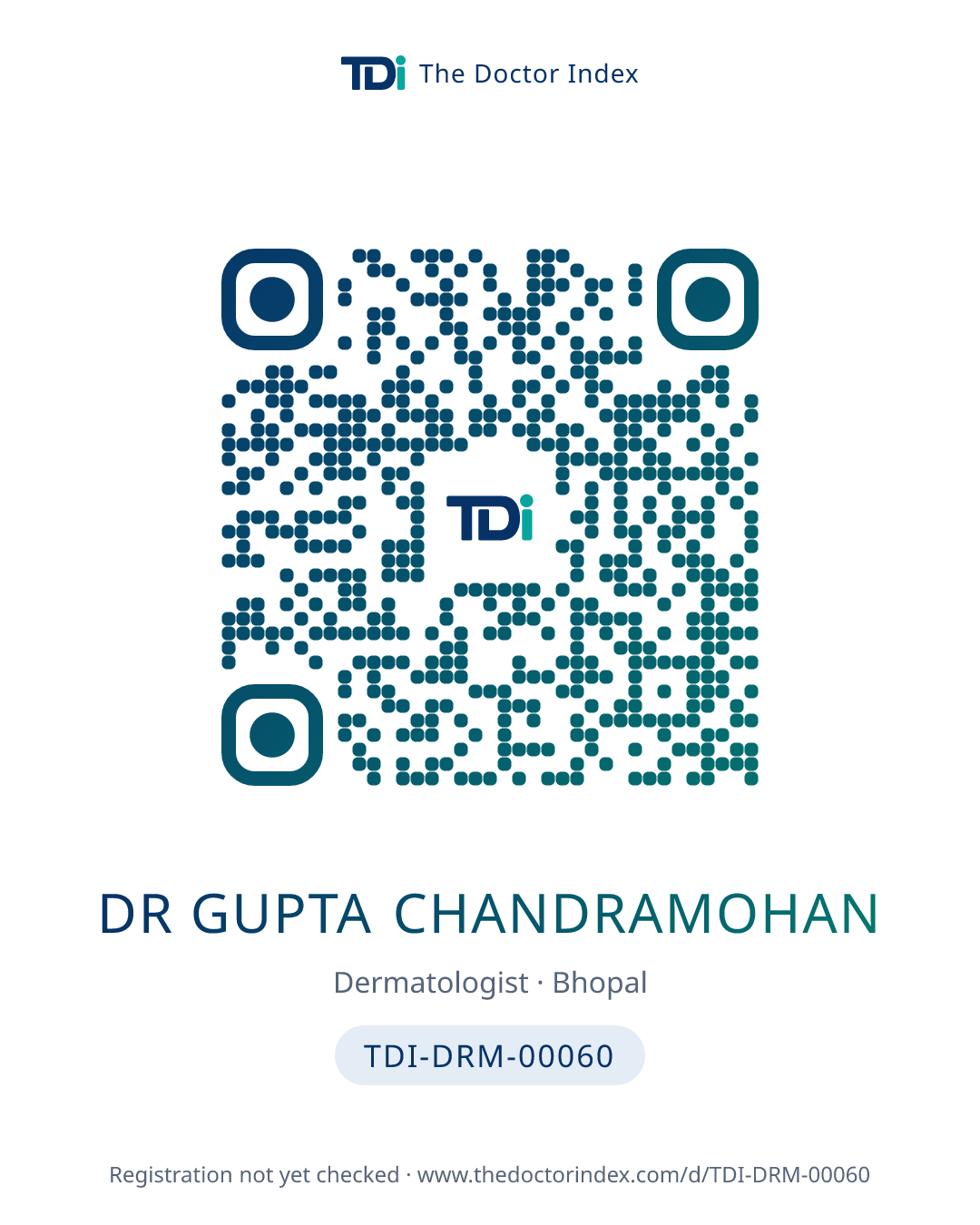 QR card for Dr Gupta Chandramohan, TDI-DRM-00060