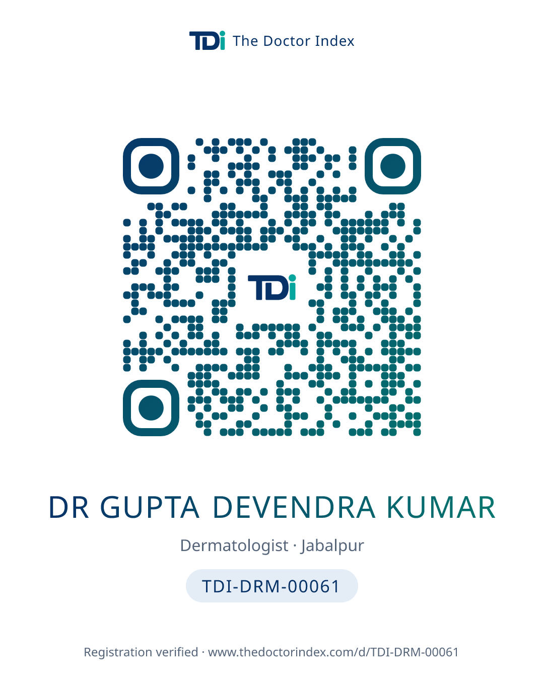 QR card for Dr Gupta Devendra Kumar, TDI-DRM-00061