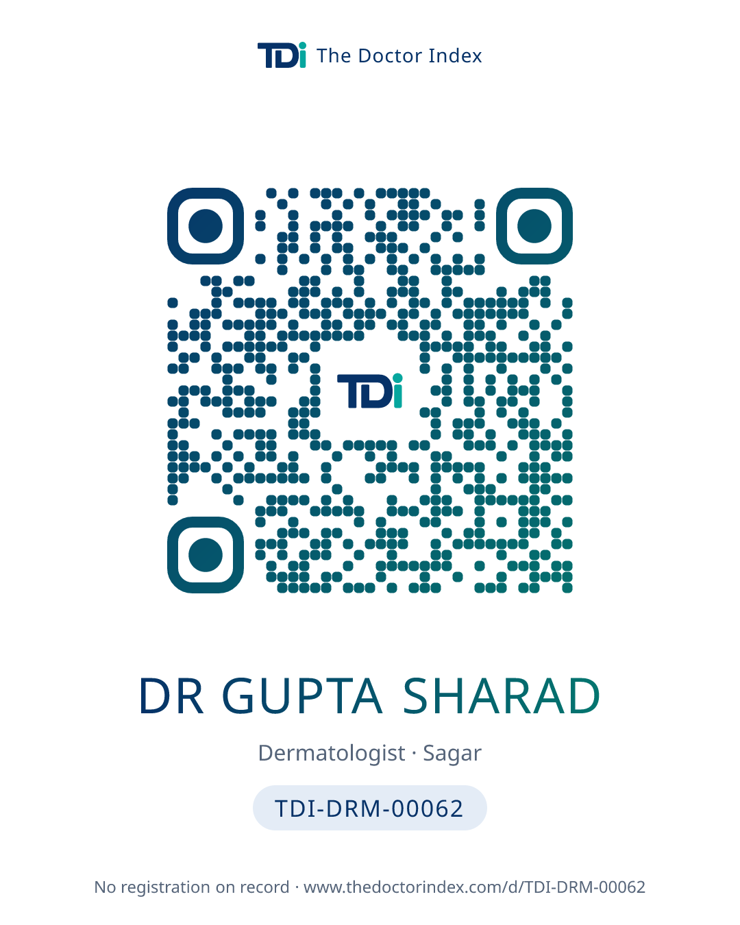 QR card for Dr Gupta Sharad, TDI-DRM-00062