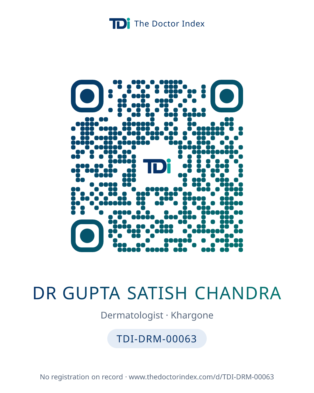 QR card for Dr Gupta Satish Chandra, TDI-DRM-00063