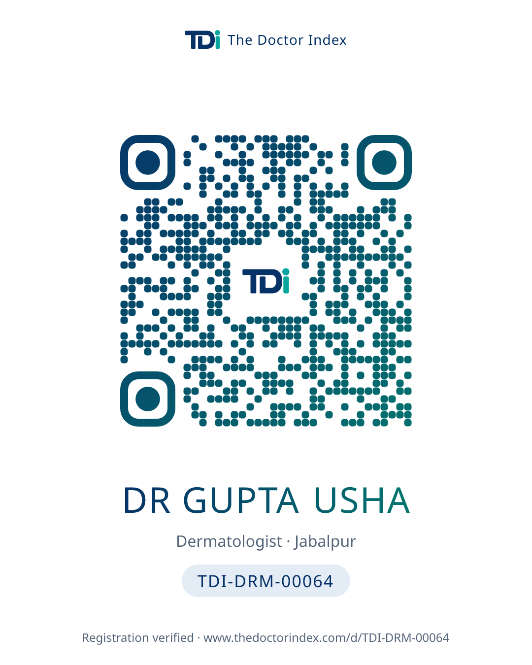 QR card for Dr Gupta Usha, TDI-DRM-00064