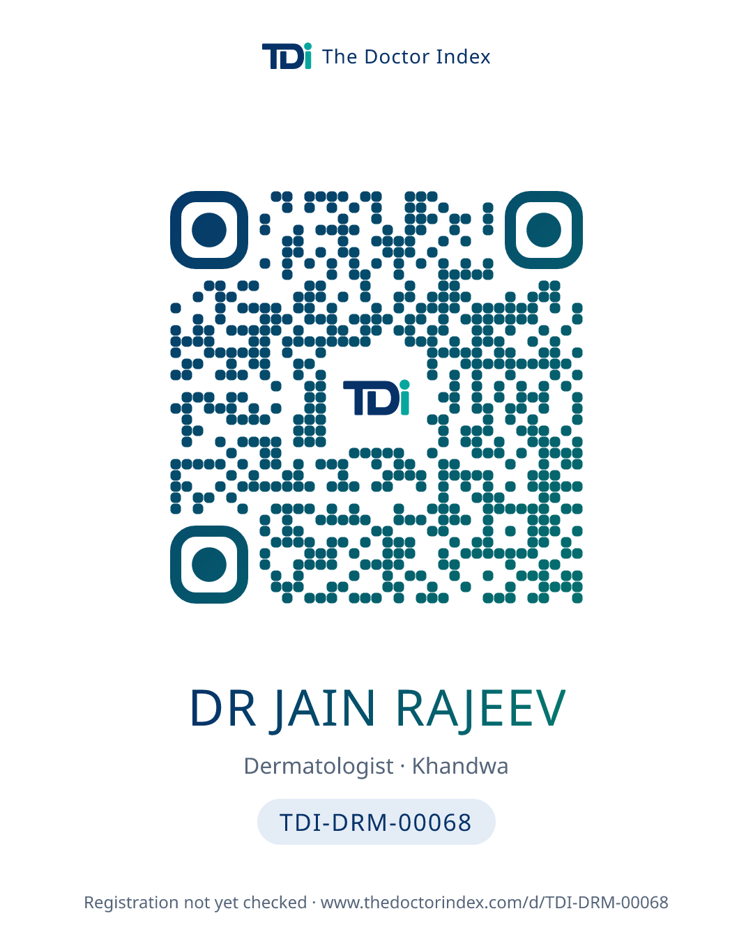 QR card for Dr Jain Rajeev, TDI-DRM-00068