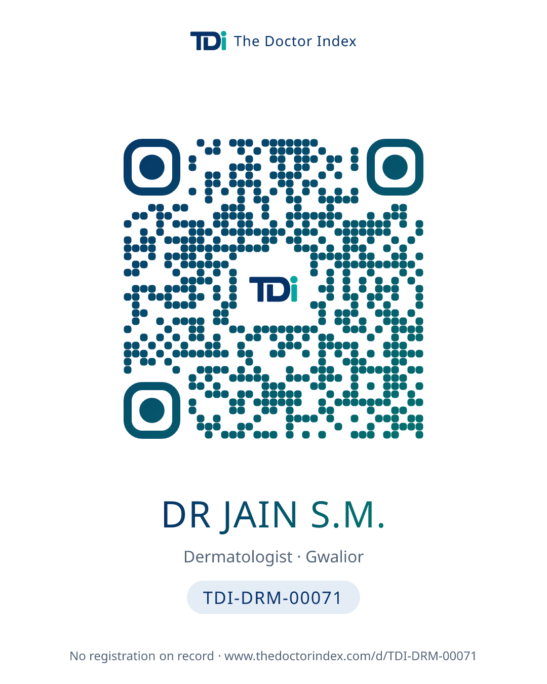QR card for Dr Jain S.M., TDI-DRM-00071
