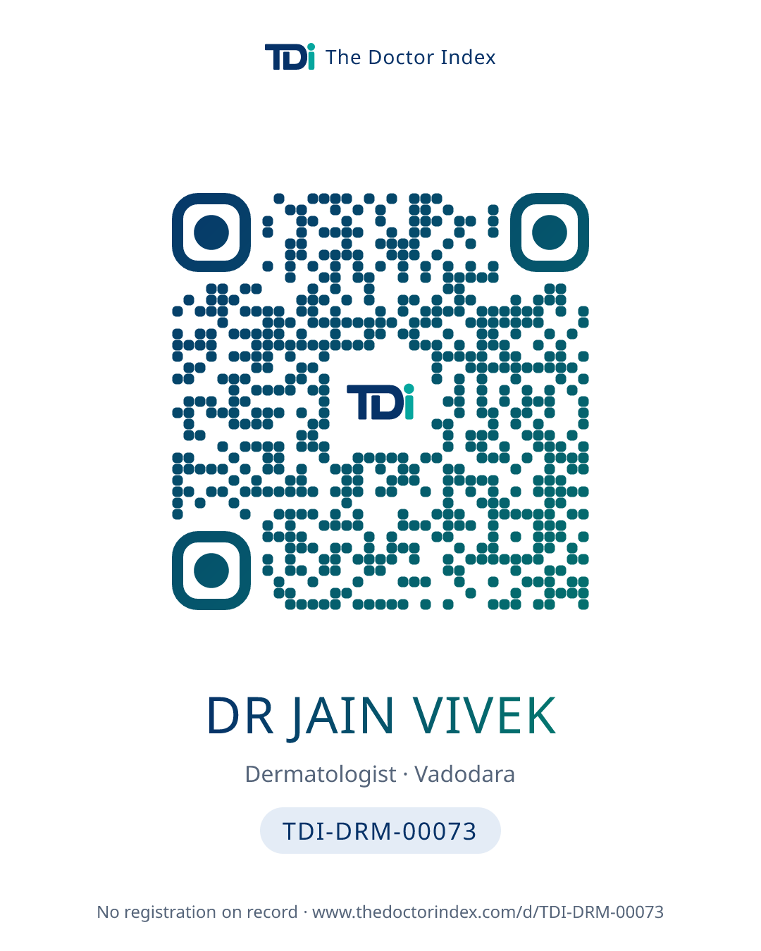 QR card for Dr Jain Vivek, TDI-DRM-00073