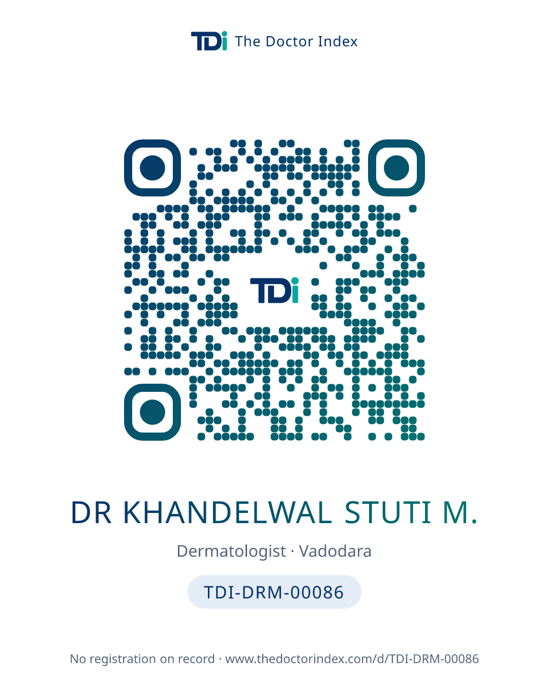 QR card for Dr Khandelwal Stuti M., TDI-DRM-00086