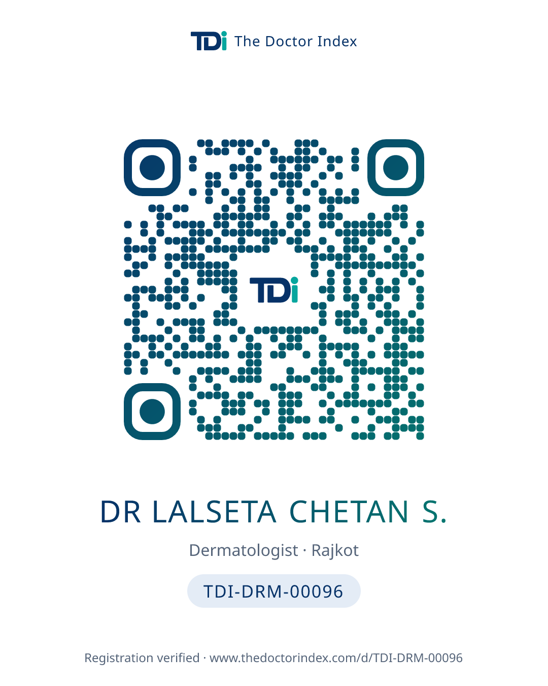 QR card for Dr Lalseta Chetan S., TDI-DRM-00096