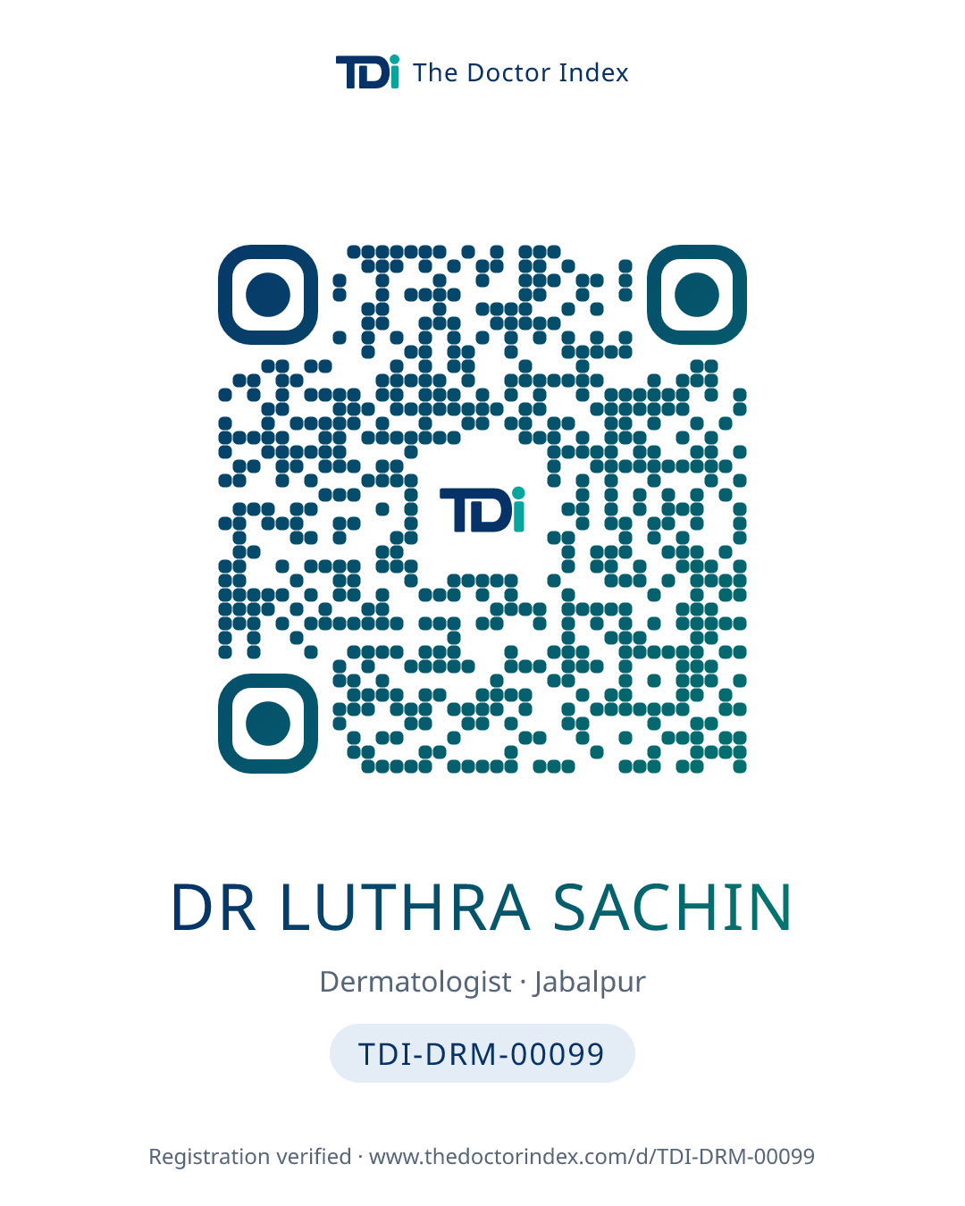 QR card for Dr Luthra Sachin, TDI-DRM-00099