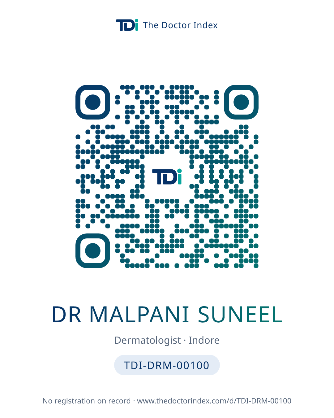 QR card for Dr Malpani Suneel, TDI-DRM-00100