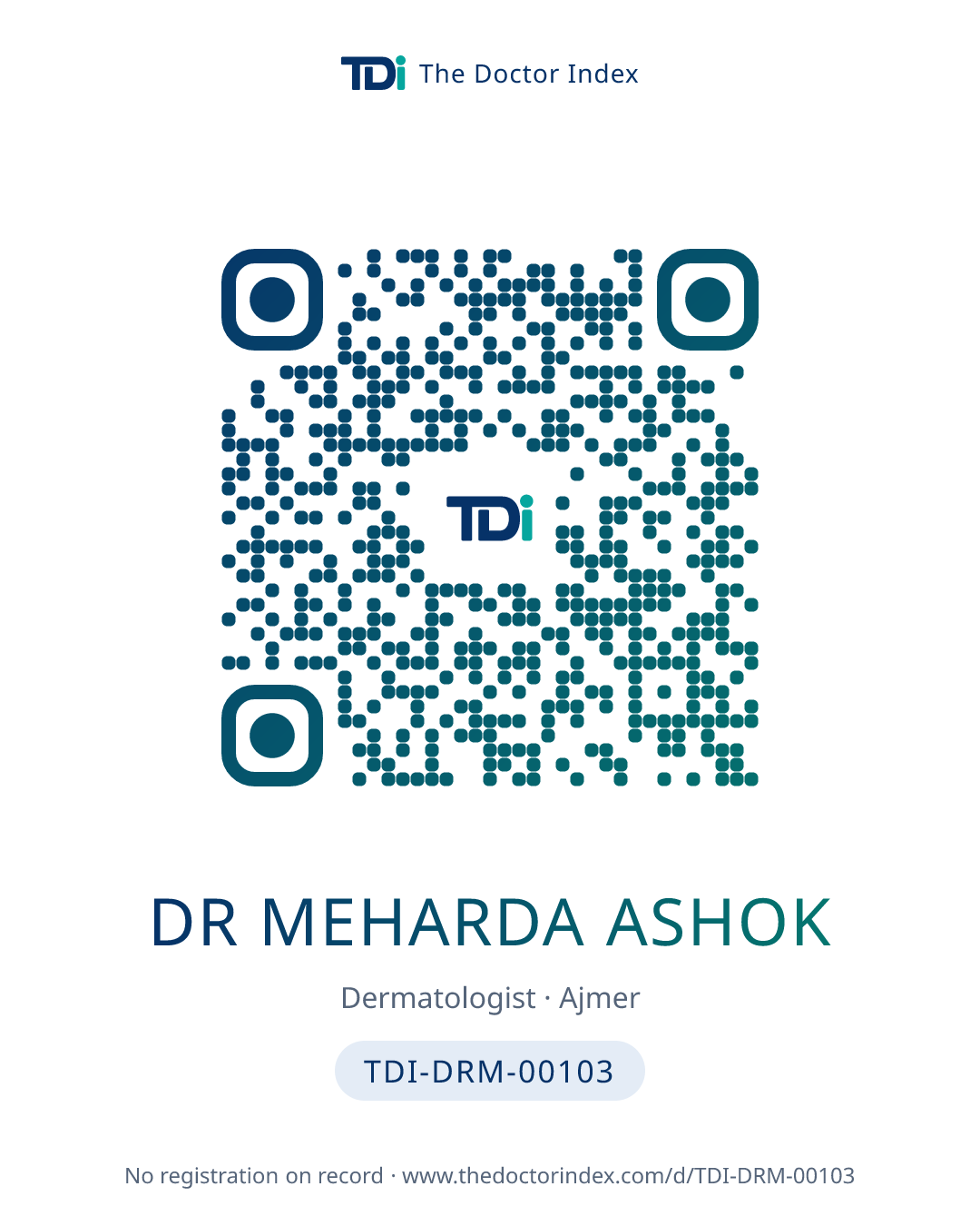 QR card for Dr Meharda Ashok, TDI-DRM-00103
