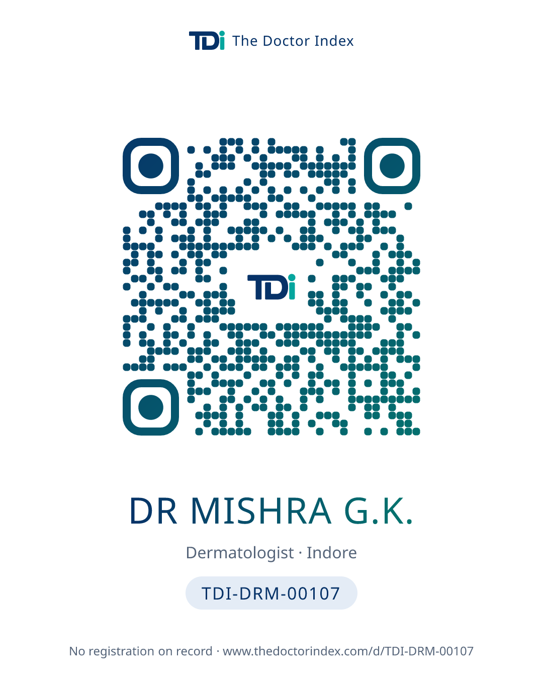 QR card for Dr Mishra G.K., TDI-DRM-00107