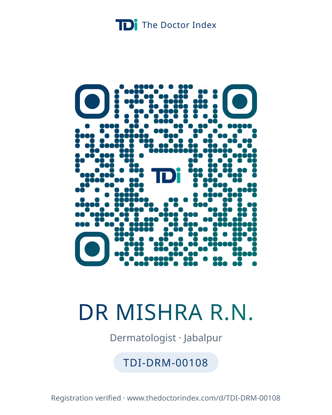 QR card for Dr Mishra R.N., TDI-DRM-00108