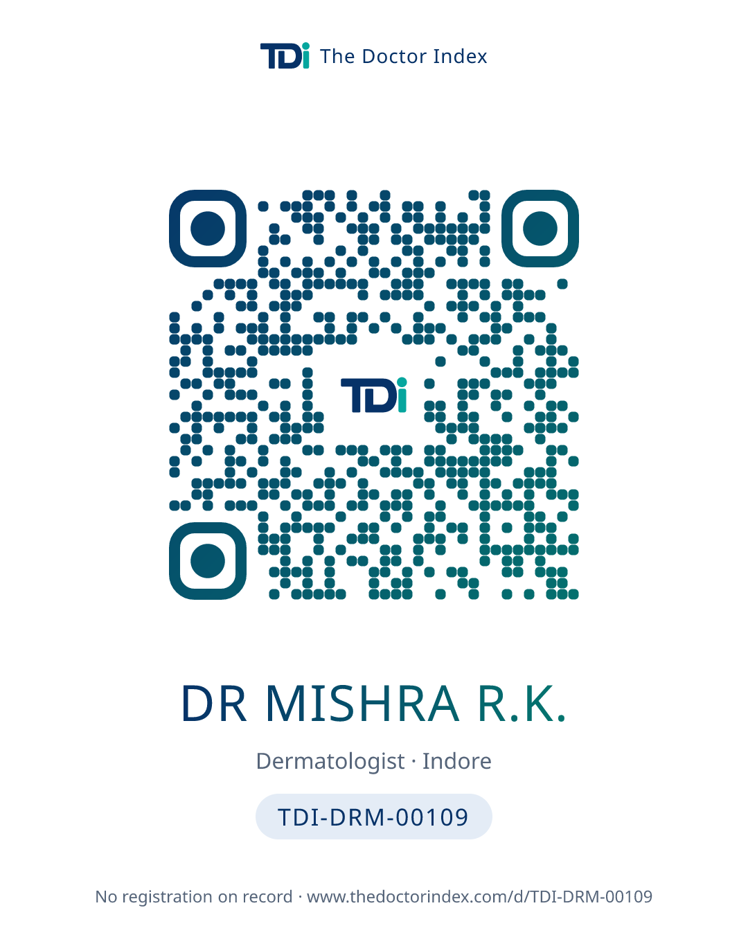 QR card for Dr Mishra R.K., TDI-DRM-00109