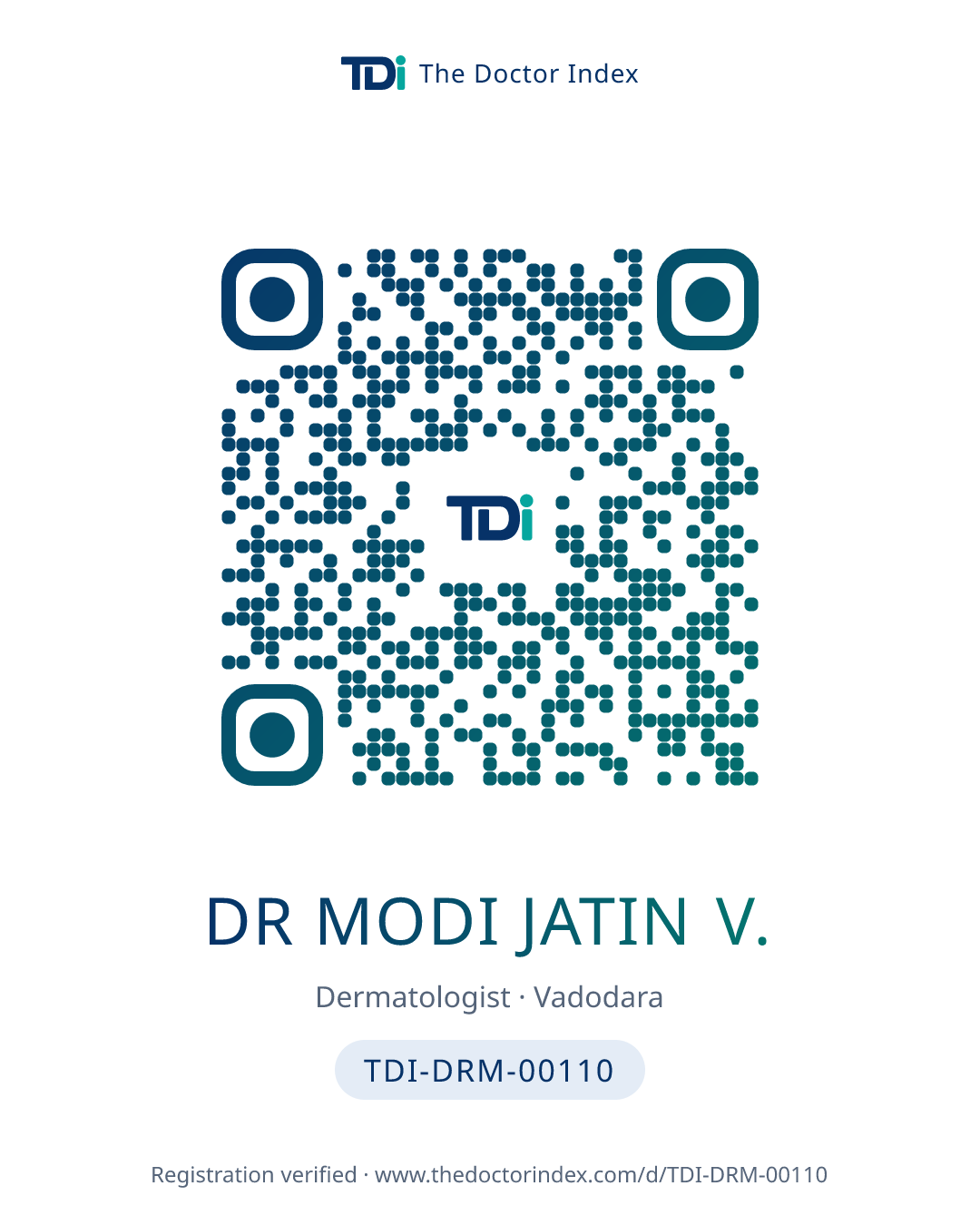 QR card for Dr Modi Jatin V., TDI-DRM-00110