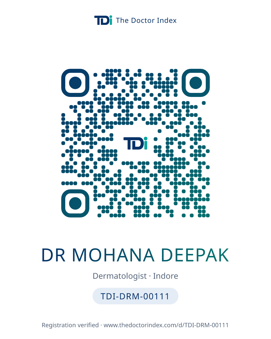 QR card for Dr Mohana Deepak, TDI-DRM-00111