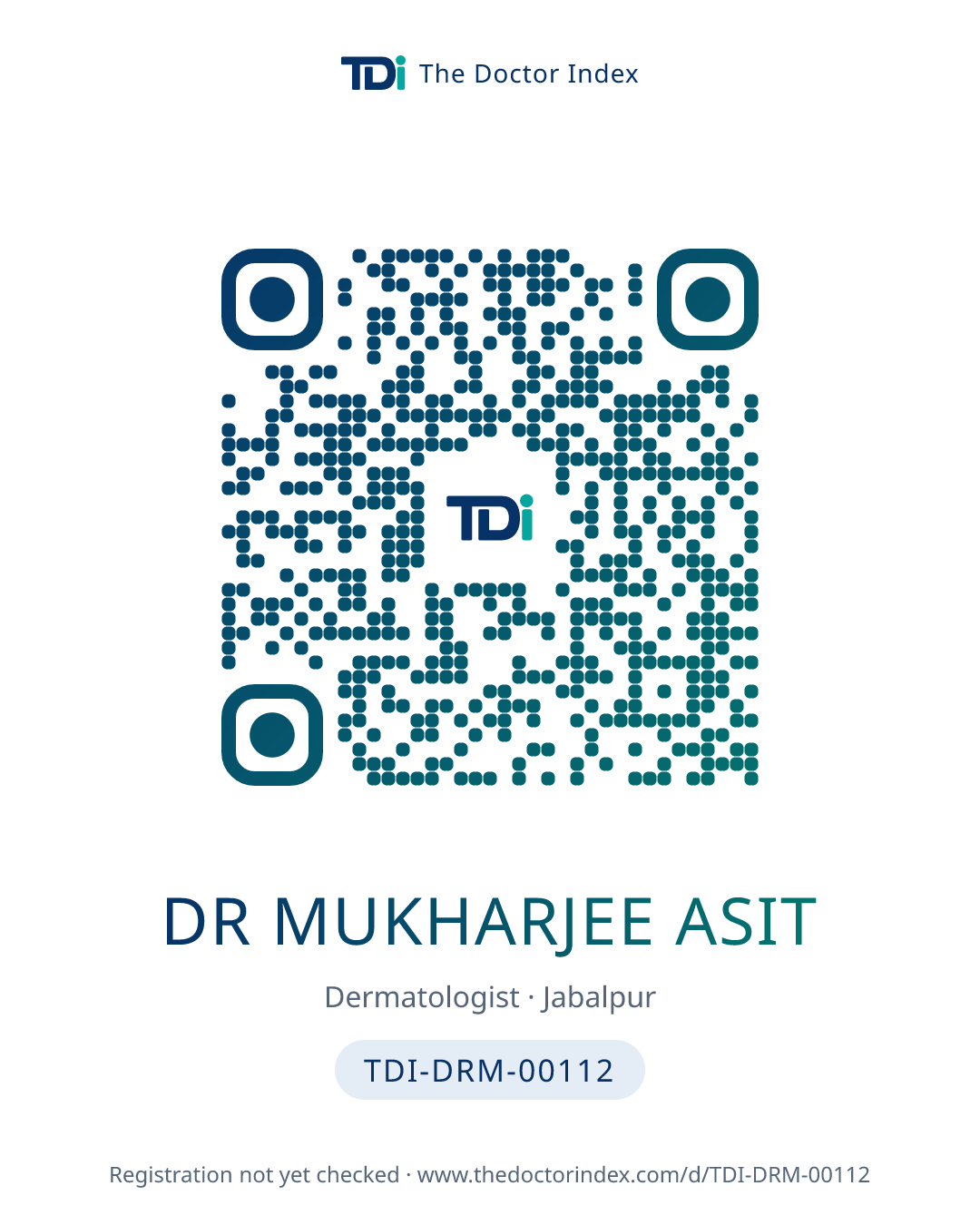 QR card for Dr Mukharjee Asit, TDI-DRM-00112