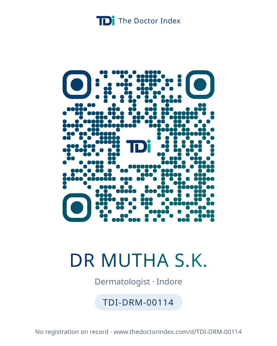 QR card for Dr Mutha S.K., TDI-DRM-00114