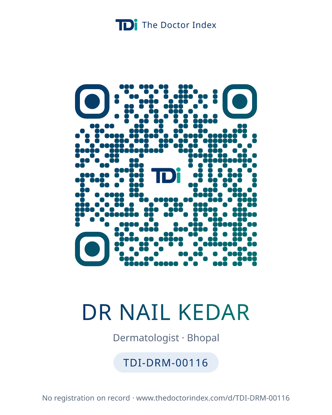QR card for Dr Nail Kedar, TDI-DRM-00116
