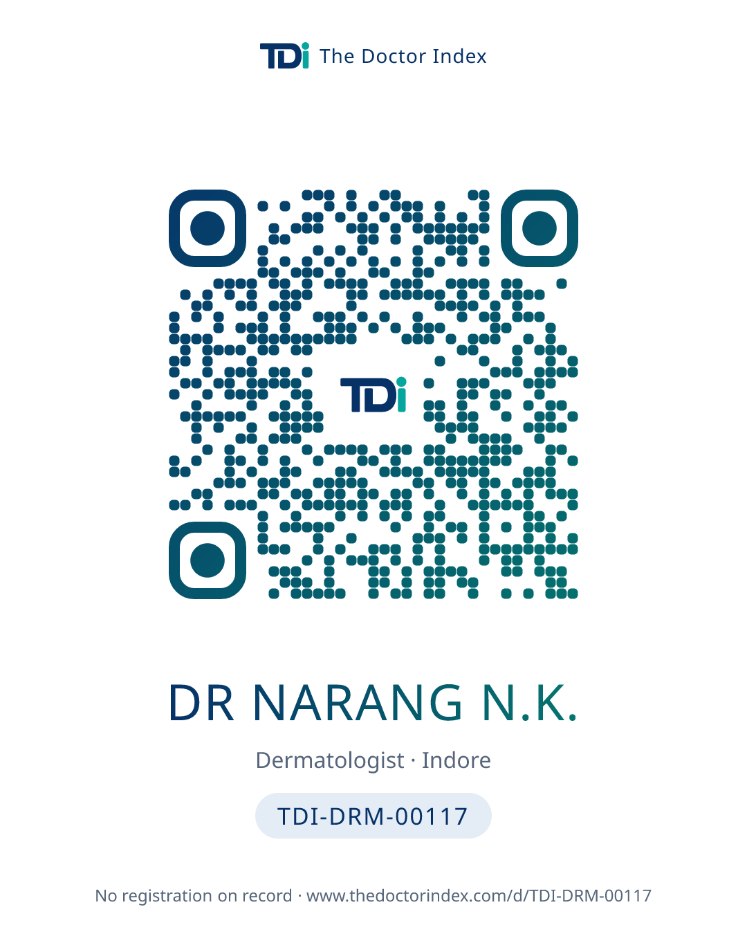 QR card for Dr Narang N.K., TDI-DRM-00117