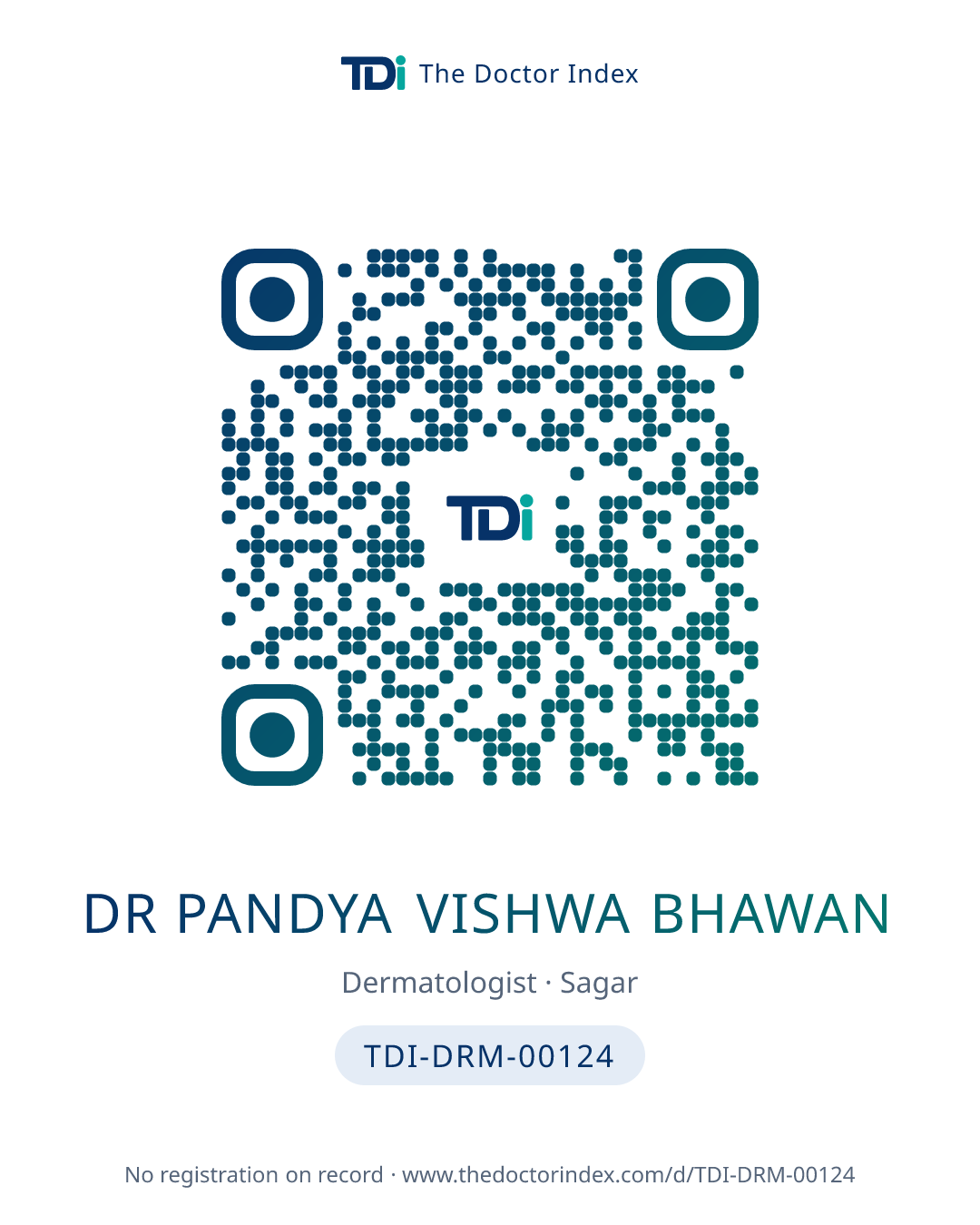 QR card for Dr Pandya Vishwa Bhawan, TDI-DRM-00124