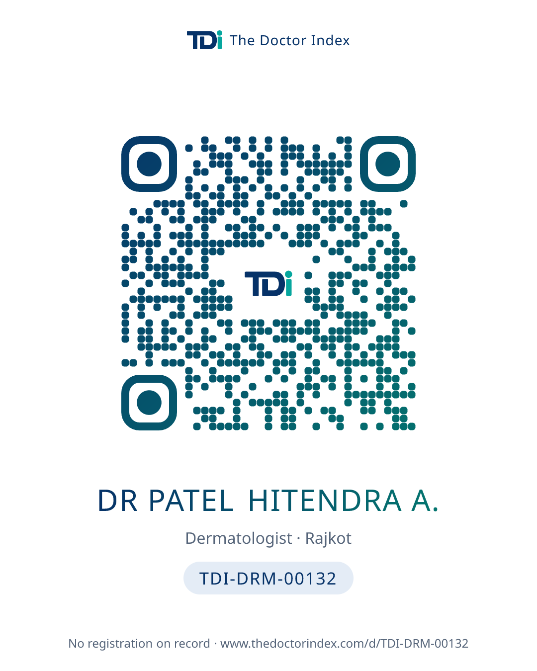 QR card for Dr Patel Hitendra A., TDI-DRM-00132