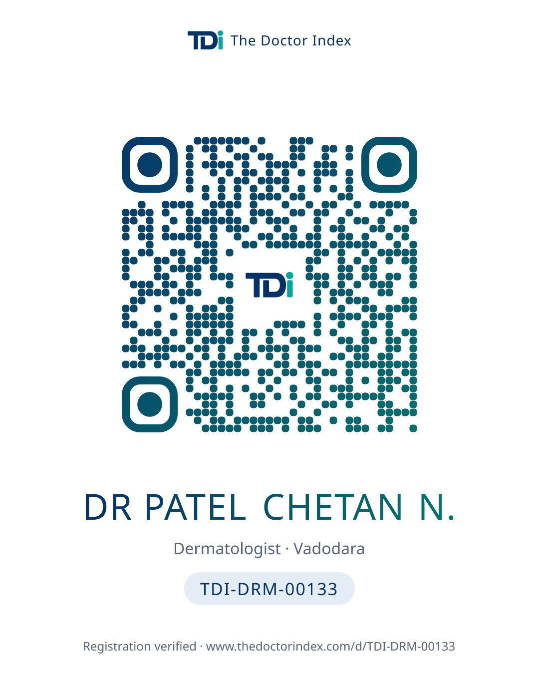QR card for Dr Patel Chetan N., TDI-DRM-00133