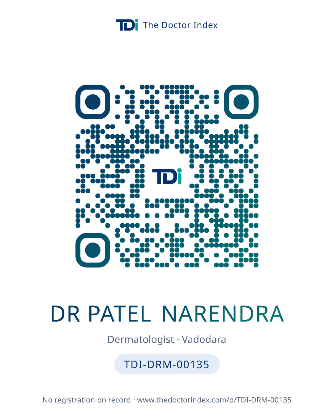 QR card for Dr Patel Narendra, TDI-DRM-00135