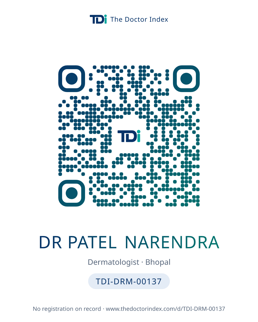 QR card for Dr Patel Narendra, TDI-DRM-00137