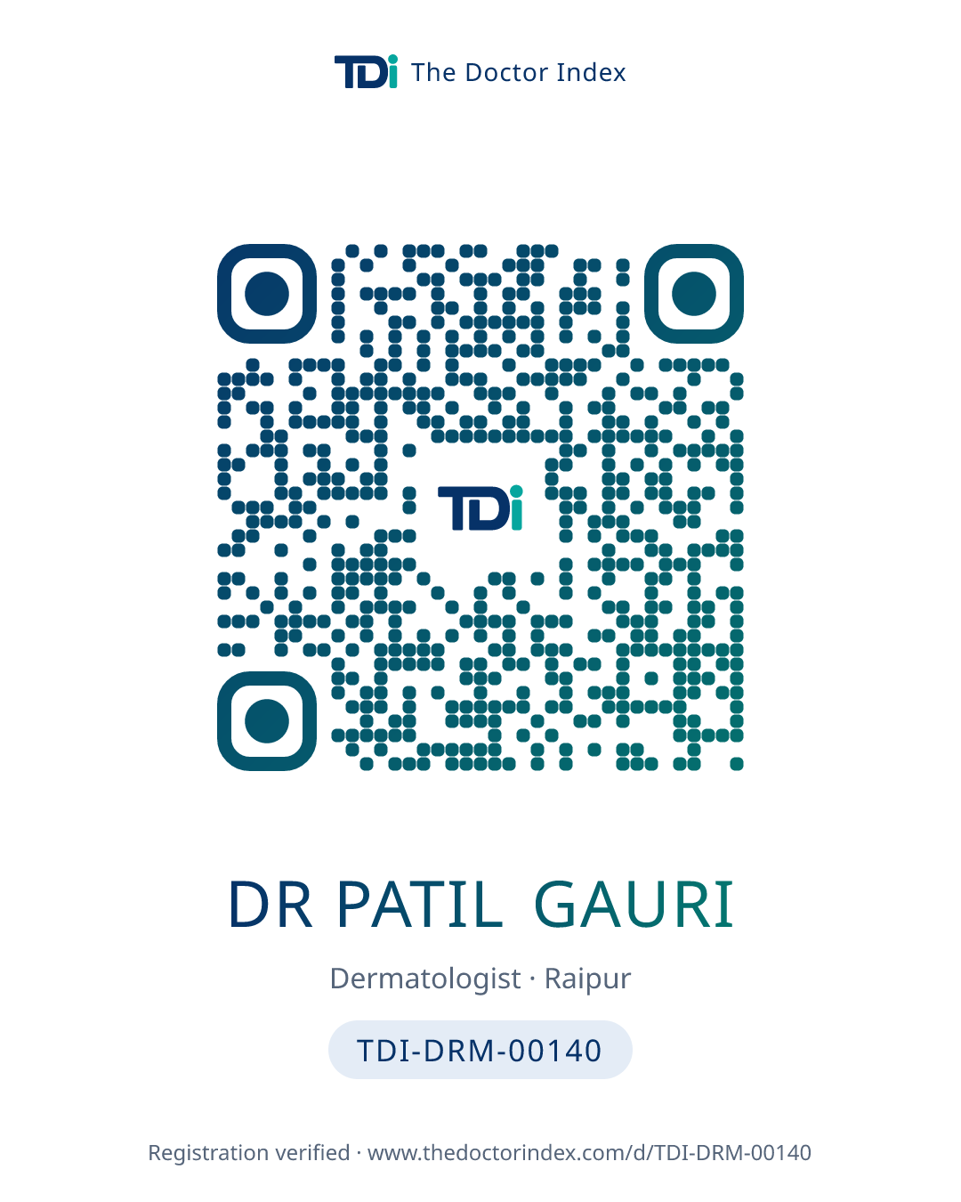 QR card for Dr Patil Gauri, TDI-DRM-00140