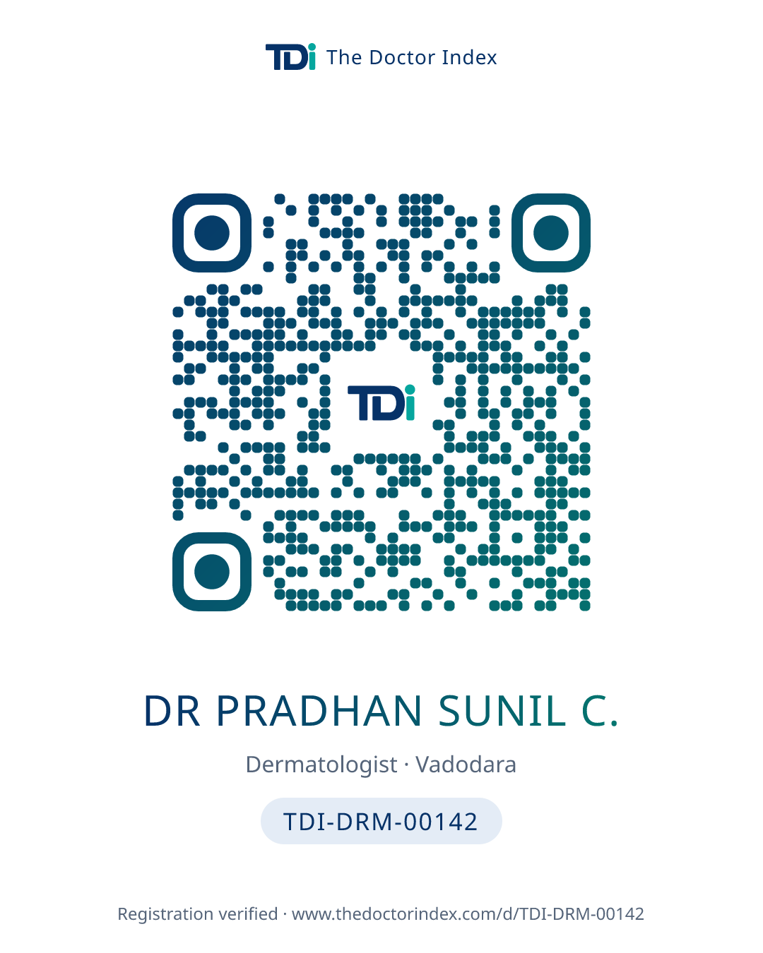 QR card for Dr Pradhan Sunil C., TDI-DRM-00142
