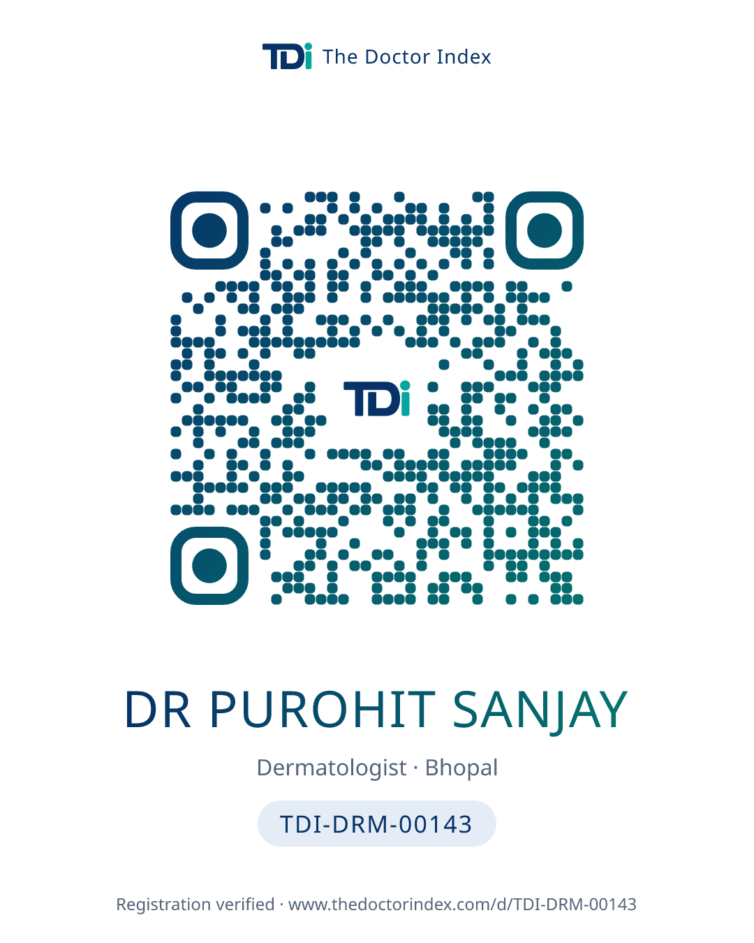 QR card for Dr Purohit Sanjay, TDI-DRM-00143