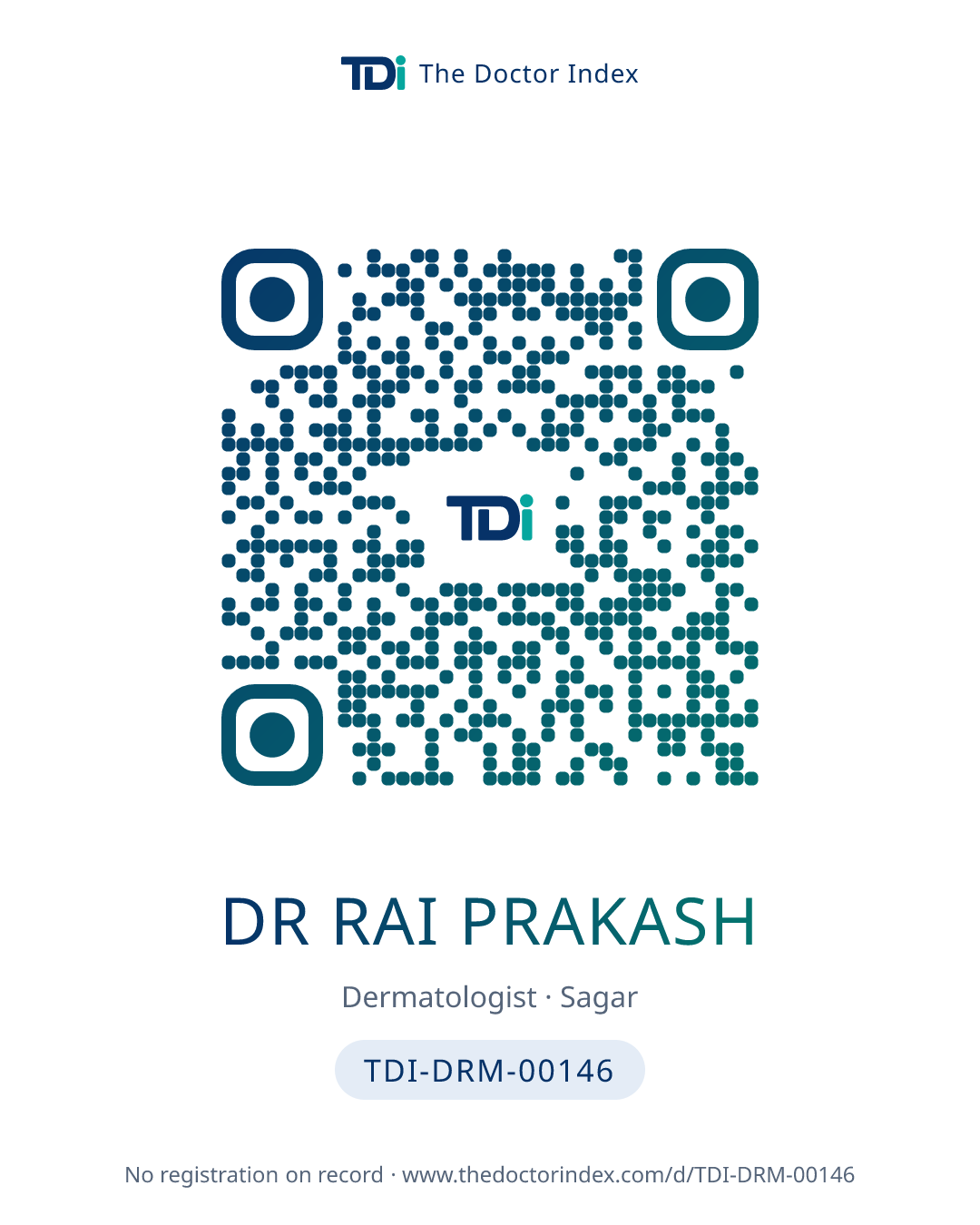 QR card for Dr Rai Prakash, TDI-DRM-00146