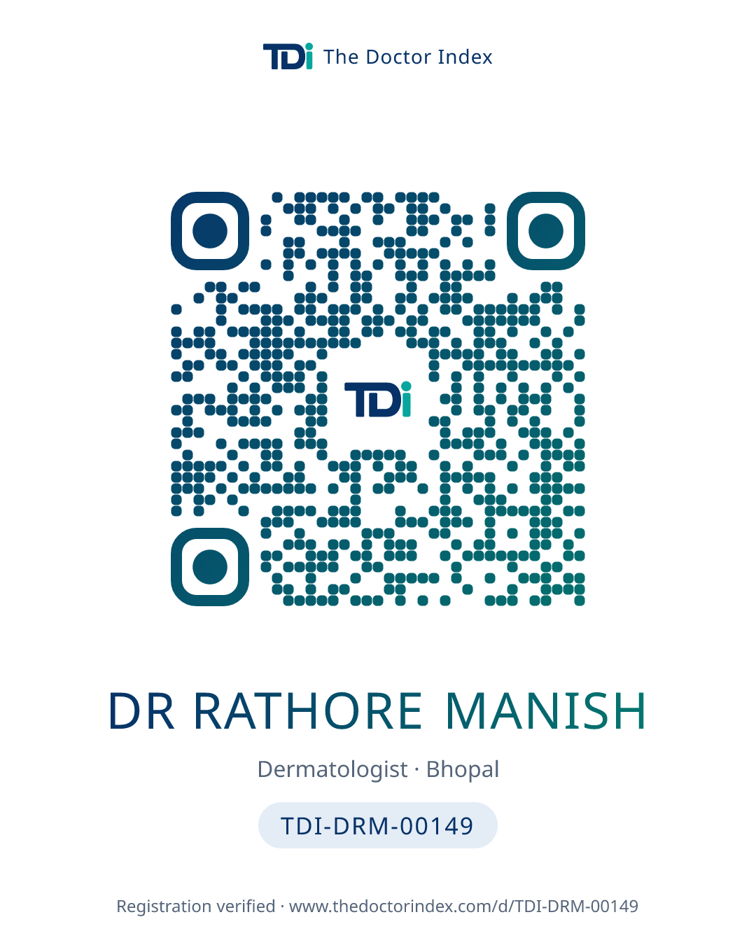 QR card for Dr Rathore Manish, TDI-DRM-00149