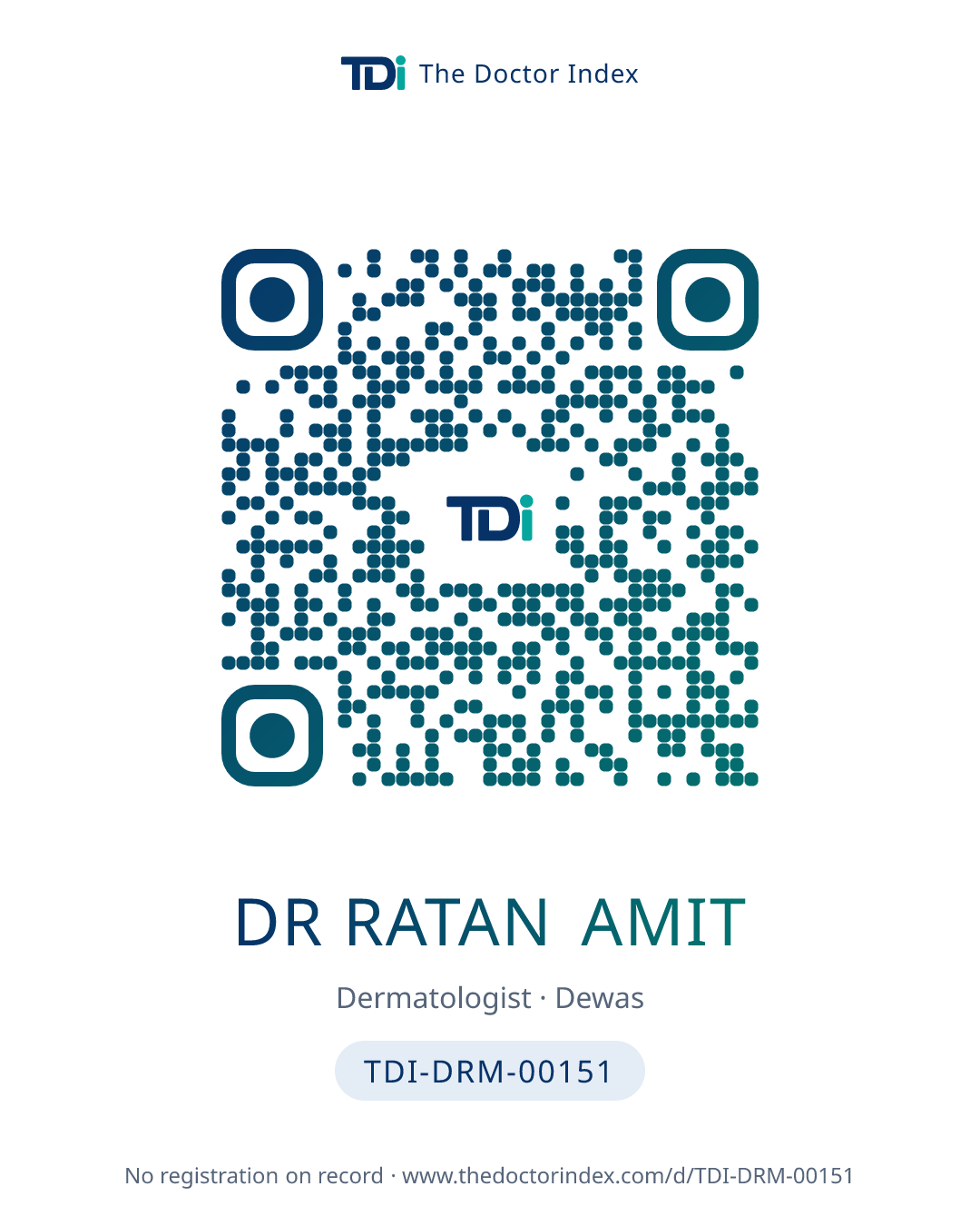 QR card for Dr Ratan Amit, TDI-DRM-00151