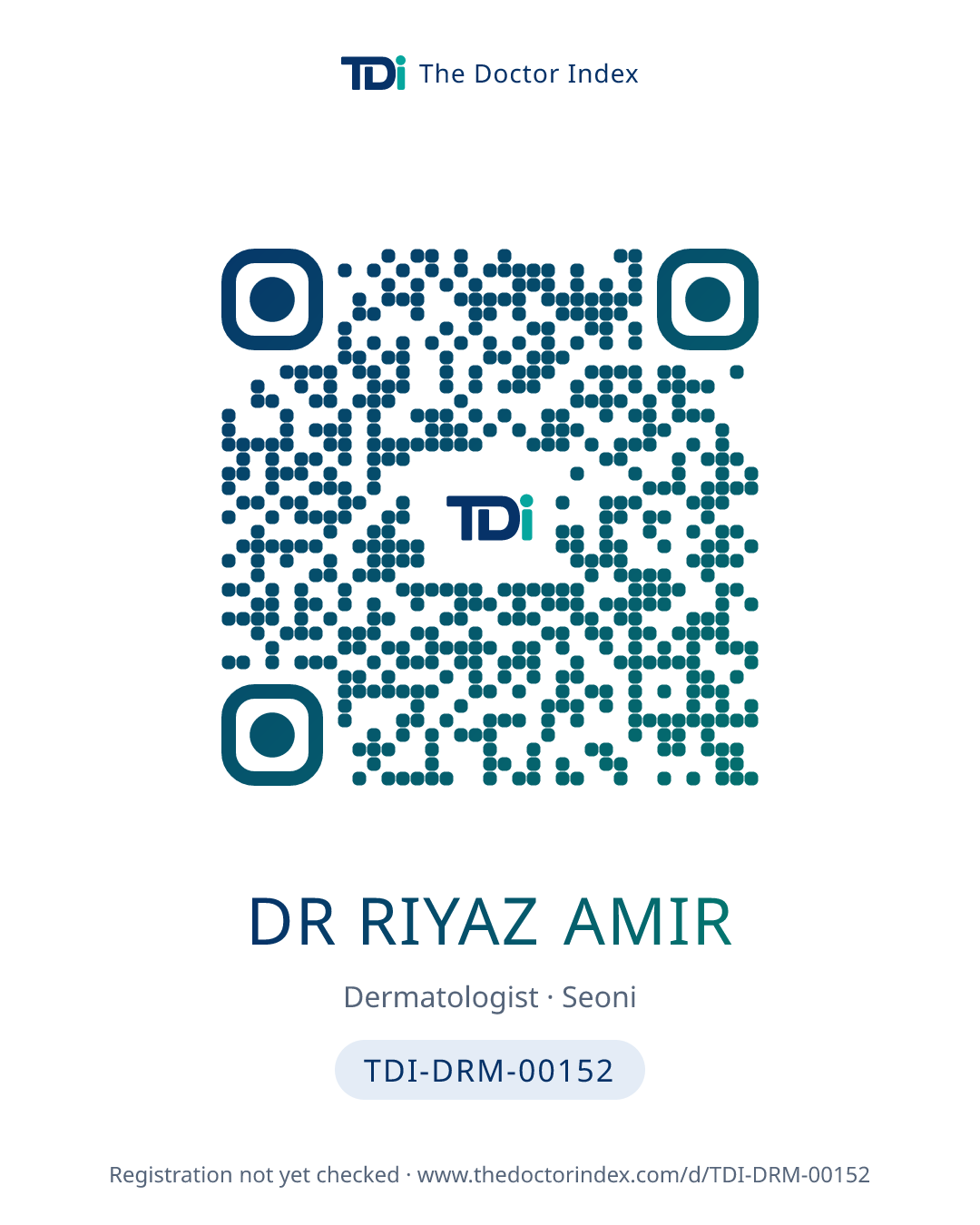 QR card for Dr Riyaz Amir, TDI-DRM-00152