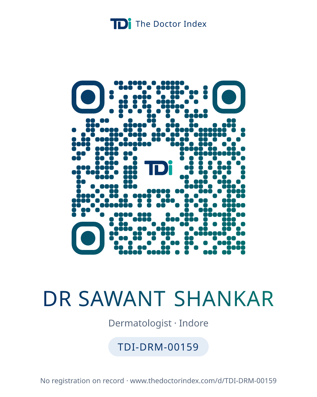 QR card for Dr Sawant Shankar, TDI-DRM-00159