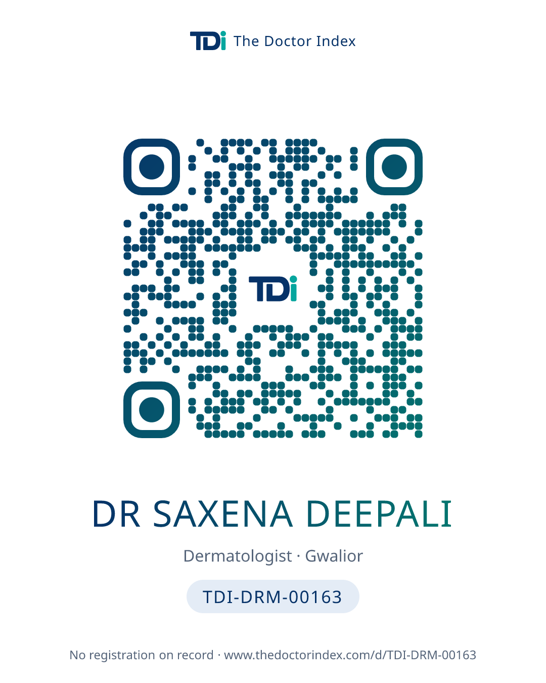QR card for Dr Saxena Deepali, TDI-DRM-00163