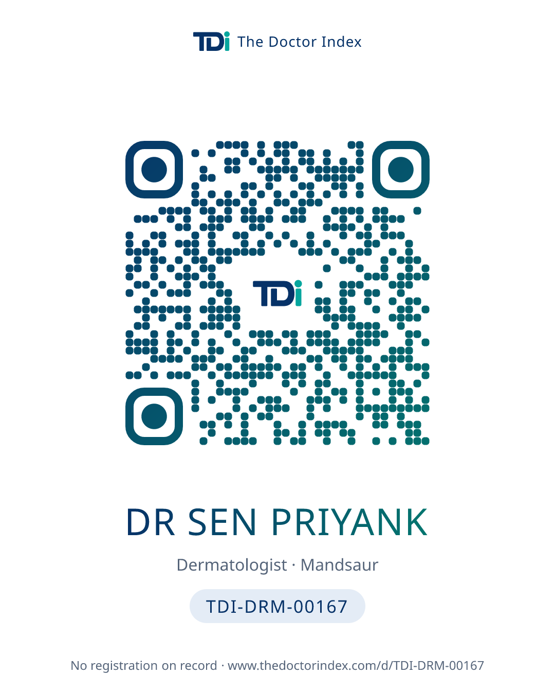 QR card for Dr Sen Priyank, TDI-DRM-00167
