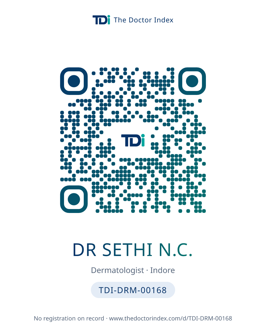 QR card for Dr Sethi N.C., TDI-DRM-00168