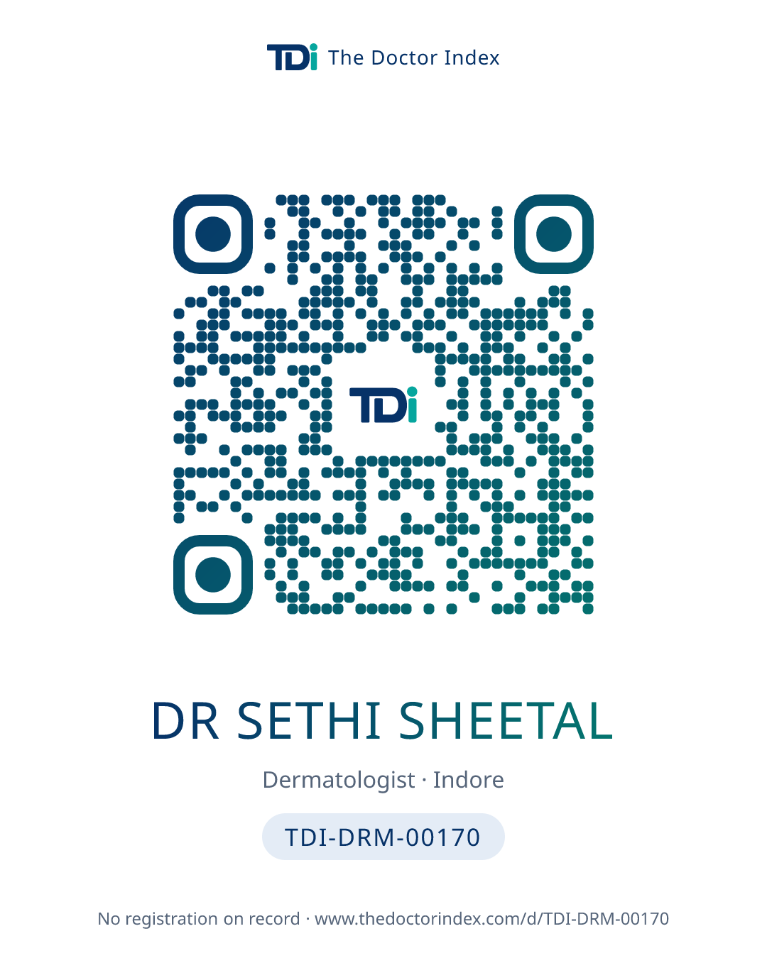 QR card for Dr Sethi Sheetal, TDI-DRM-00170